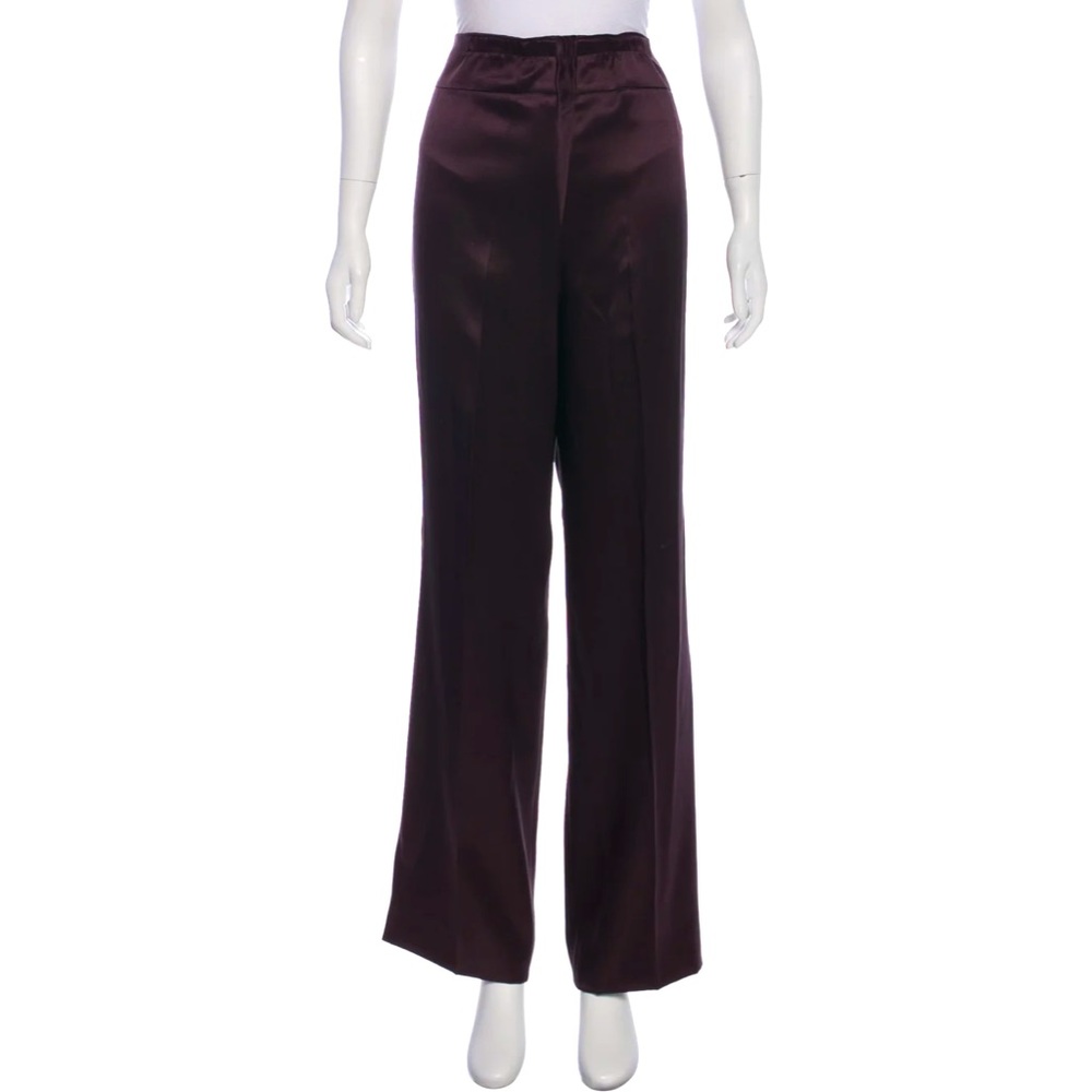 AKRIS Purple Plum Silk High-Rise Wide-Leg Pants Trousers, Size: XL | US12, FR44